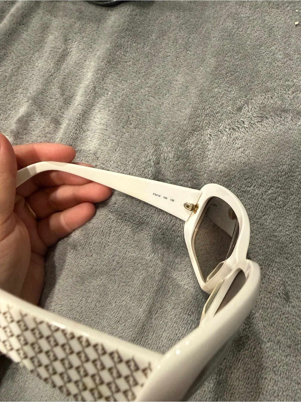 Fendi White Oversized Square Sunglasses with Brown Gradient Lenses